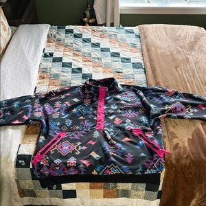 Columbia Men's Zip-Up Sweater with Pink and Blue Accents